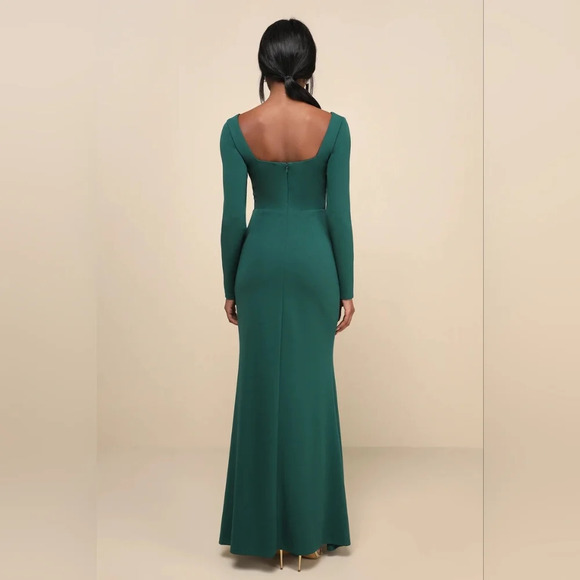 Lulus Infinitely Elegant Emerald Green Long Sleeve Maxi Dress XL Wedding Party - Picture 5 of 8